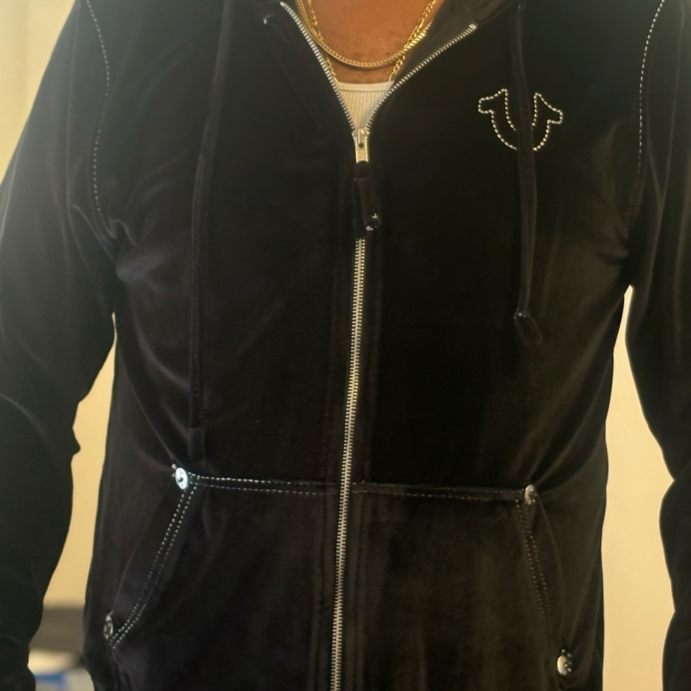 True Religion Men's Black Zip-Up Sweater